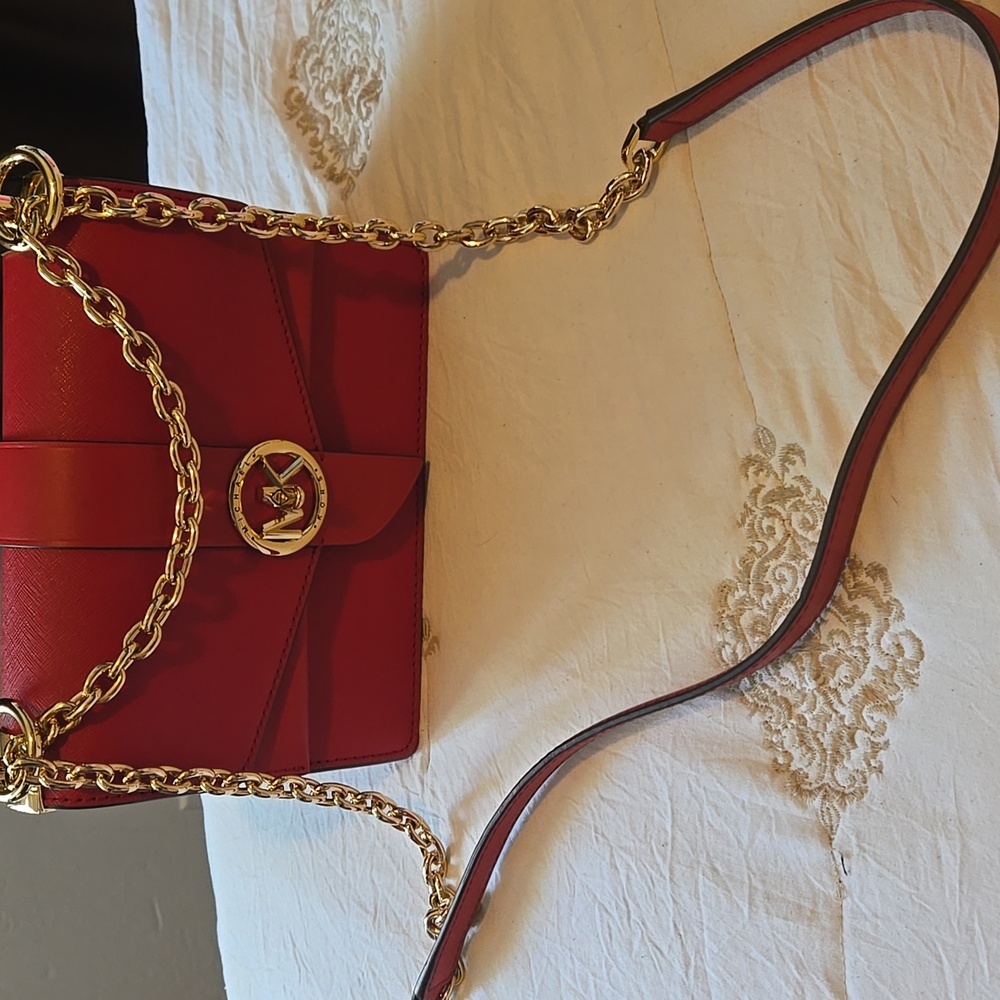 NWOT Michael Kors Red Crossbody Bag with Gold Accents - Picture 6 of 6
